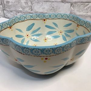 Temptations Tara Old World Blue 3 Quart Scalloped Edge Bowl Rare Large HTF